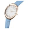 Imber ovaal horloge, Swiss Made, leren band, blauw, champagnekleurige afwerking Imber ovaal horloge, Swiss Made, leren band, blauw, champagnekleurige afwerking