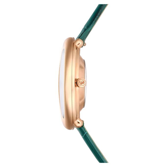 Imber ovaal horloge, Swiss Made, leren band, groen, roségoudkleurige afwerking Imber ovaal horloge, Swiss Made, leren band, groen, roségoudkleurige afwerking