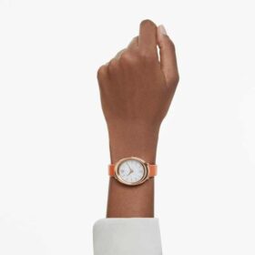 Imber ovaal horloge, Swiss Made, leren band, oranje, roségoudkleurige afwerking Imber ovaal horloge, Swiss Made, leren band, oranje, roségoudkleurige afwerking