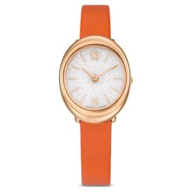 Imber ovaal horloge, Swiss Made, leren band, oranje, roségoudkleurige afwerking Imber ovaal horloge, Swiss Made, leren band, oranje, roségoudkleurige afwerking
