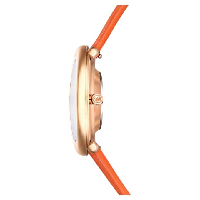 Imber ovaal horloge, Swiss Made, leren band, oranje, roségoudkleurige afwerking Imber ovaal horloge, Swiss Made, leren band, oranje, roségoudkleurige afwerking