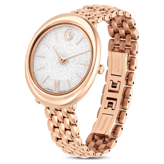 Imber ovaal horloge, Swiss Made, metalen armband, goudkleurig, roségoudkleurige afwerking Imber ovaal horloge, Swiss Made, metalen armband, goudkleurig, roségoudkleurige afwerking