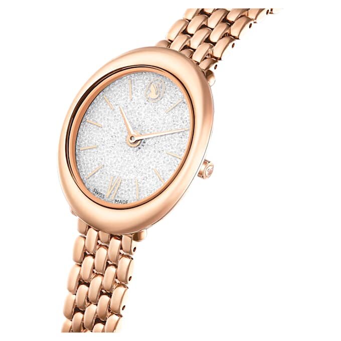 Imber ovaal horloge, Swiss Made, metalen armband, goudkleurig, roségoudkleurige afwerking Imber ovaal horloge, Swiss Made, metalen armband, goudkleurig, roségoudkleurige afwerking