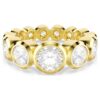 Imber-ring met gemengde ronde slijpvormen, wit, verguld in goudkleur Imber-ring met gemengde ronde slijpvormen, wit, verguld in goudkleur