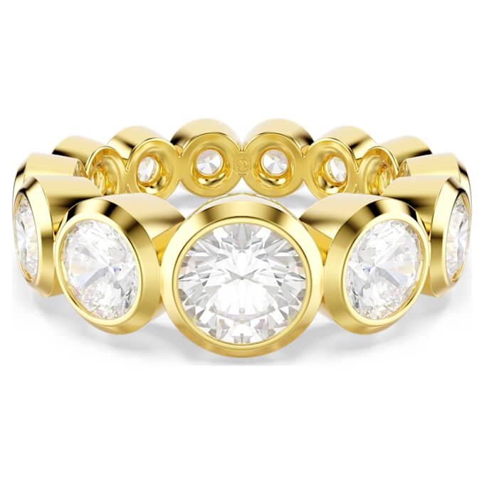 Imber-ring met gemengde ronde slijpvormen, wit, verguld in goudkleur Imber-ring met gemengde ronde slijpvormen, wit, verguld in goudkleur