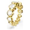 Imber-ring met gemengde ronde slijpvormen, wit, verguld in goudkleur Imber-ring met gemengde ronde slijpvormen, wit, verguld in goudkleur