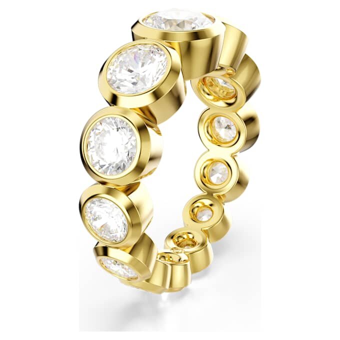 Imber-ring met gemengde ronde slijpvormen, wit, verguld in goudkleur Imber-ring met gemengde ronde slijpvormen, wit, verguld in goudkleur