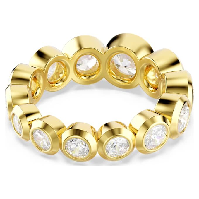 Imber-ring met gemengde ronde slijpvormen, wit, verguld in goudkleur Imber-ring met gemengde ronde slijpvormen, wit, verguld in goudkleur