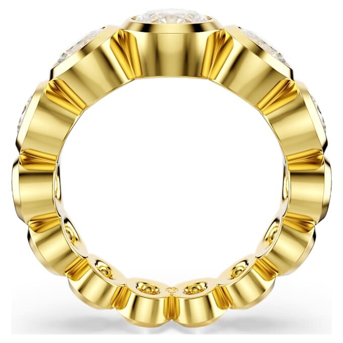 Imber-ring met gemengde ronde slijpvormen, wit, verguld in goudkleur Imber-ring met gemengde ronde slijpvormen, wit, verguld in goudkleur