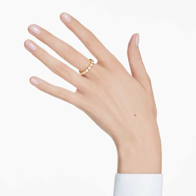 Imber-ring, ronde slijpvorm, wit, verguld Imber-ring, ronde slijpvorm, wit, verguld
