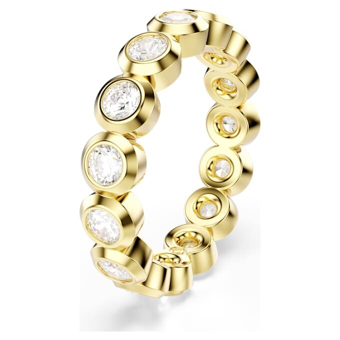 Imber-ring, ronde slijpvorm, wit, verguld Imber-ring, ronde slijpvorm, wit, verguld