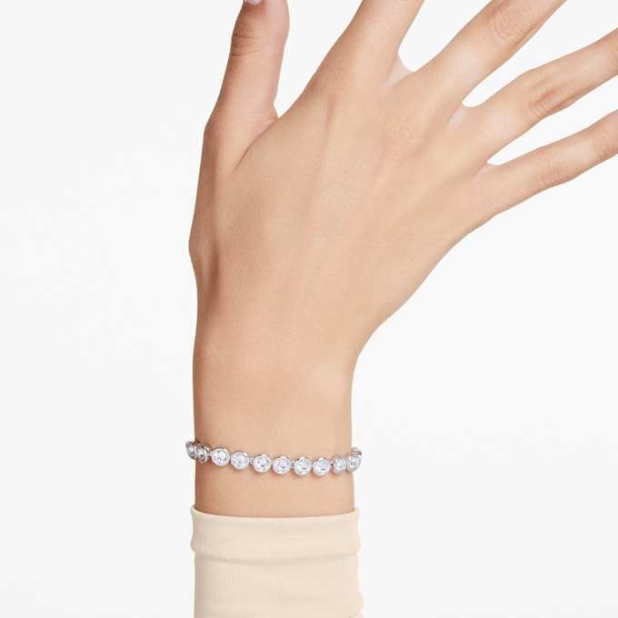 Imber tennisarmband met ronde slijpvorm, wit, gerhodineerd Imber tennisarmband met ronde slijpvorm, wit, gerhodineerd