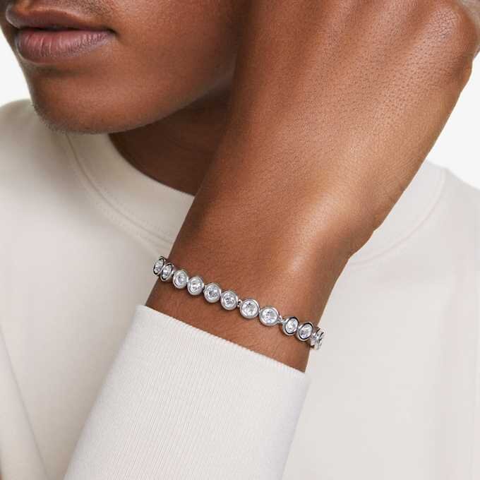 Imber tennisarmband met ronde slijpvorm, wit, gerhodineerd Imber tennisarmband met ronde slijpvorm, wit, gerhodineerd