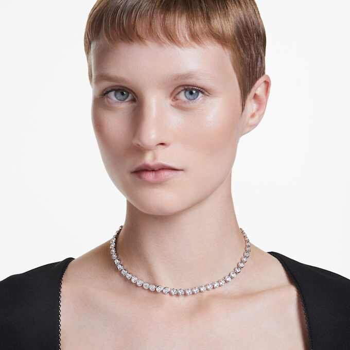Imber tennisketting met ronde slijpvorm, wit, gerhodineerd Imber tennisketting met ronde slijpvorm, wit, gerhodineerd