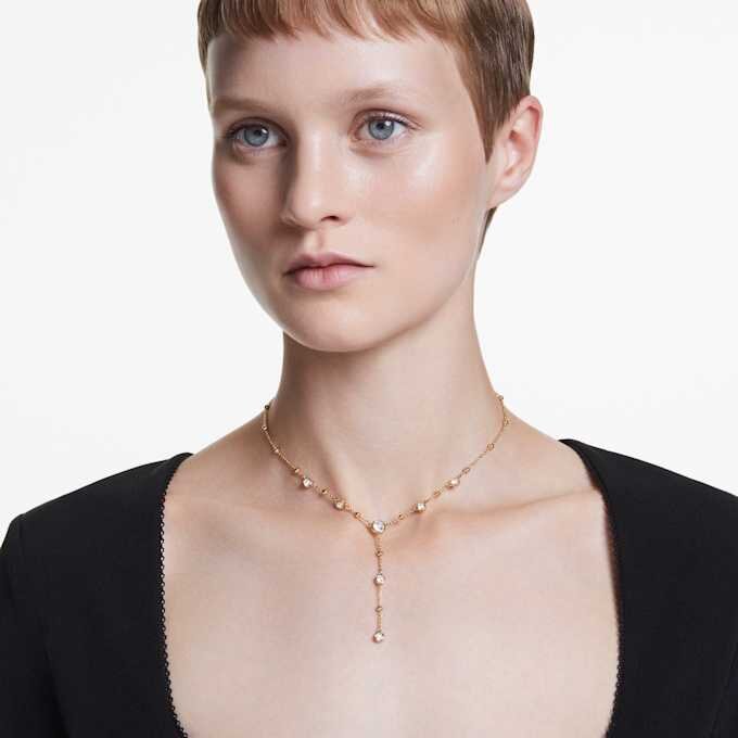 Imber Y-ketting, ronde slijpvorm, wit, verguld Imber Y-ketting, ronde slijpvorm, wit, verguld
