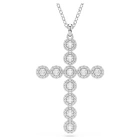 Insigne hanger met gemengde slijpvormen, kruis, wit, gerhodineerd