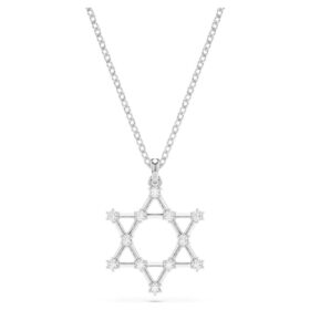 Insigne hanger, ronde slijpvorm, ster, wit, gerhodineerd