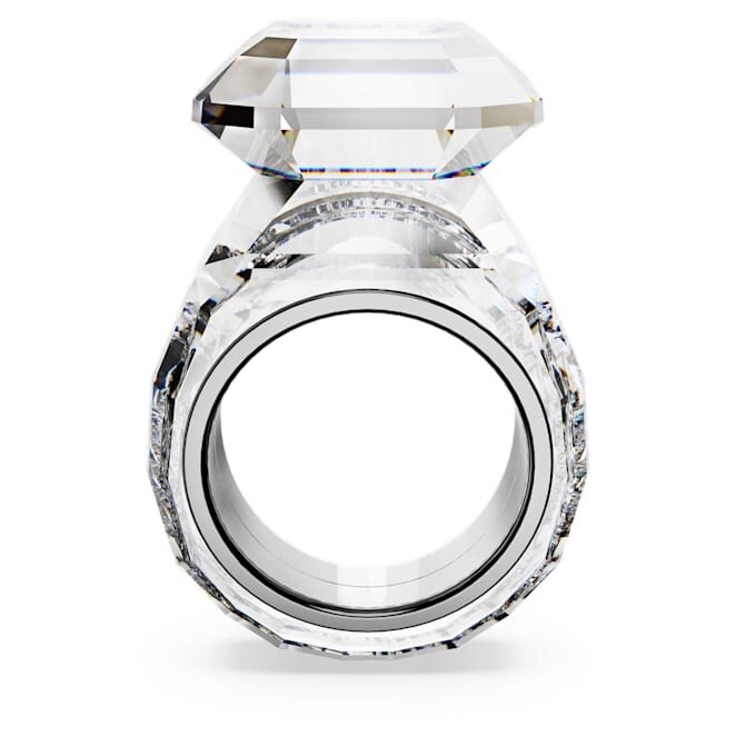 Lucent cocktailring, achthoekig geslepen, wit Lucent cocktailring, achthoekig geslepen, wit
