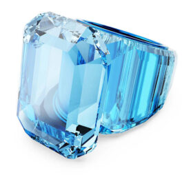 Lucent cocktailring met achthoekige slijpvorm, blauw Lucent cocktailring met achthoekige slijpvorm, blauw