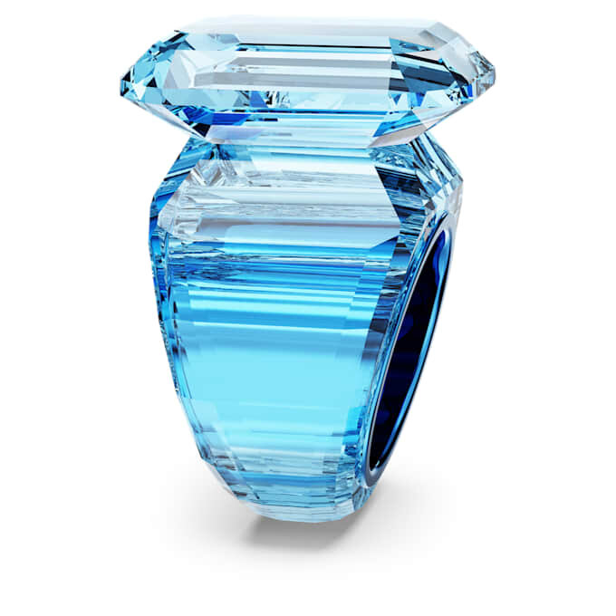 Lucent cocktailring met achthoekige slijpvorm, blauw Lucent cocktailring met achthoekige slijpvorm, blauw