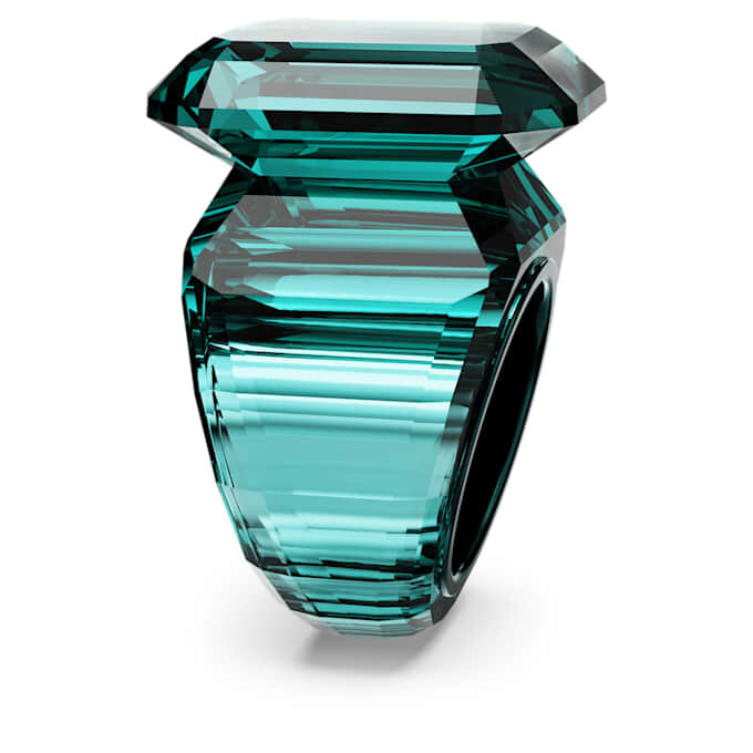 Lucent cocktailring met achthoekige slijpvorm, groen Lucent cocktailring met achthoekige slijpvorm, groen