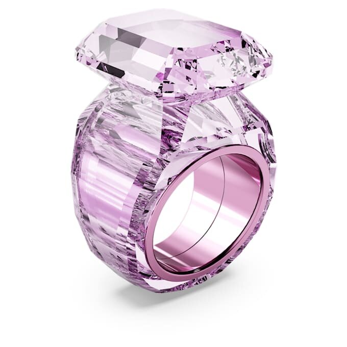 Lucent cocktailring met achthoekige slijpvorm, roze Lucent cocktailring met achthoekige slijpvorm, roze
