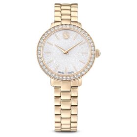 Matrix 3-Link horloge, Swiss Made, metalen armband, goudkleurig, champagnekleurige afwerking