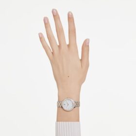 Matrix 3-Link horloge, Swiss Made, metalen armband, zilverkleurig, roségoudkleurige afwerking