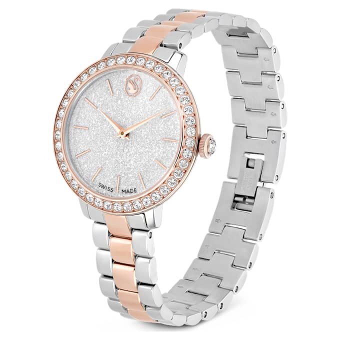 Matrix 3-Link horloge, Swiss Made, metalen armband, zilverkleurig, roségoudkleurige afwerking Matrix 3-Link horloge, Swiss Made, metalen armband, zilverkleurig, roségoudkleurige afwerking