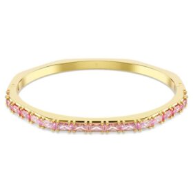Matrix-armband met baguette-slijpsel, achthoekige vorm, roze, verguld