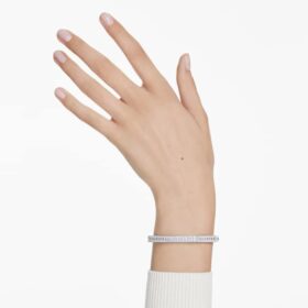 Matrix-armband met baguette-slijpsel, achthoekige vorm, wit, gerhodineerd