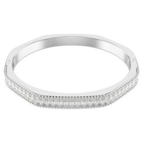 Matrix-armband met baguette-slijpsel, achthoekige vorm, wit, gerhodineerd