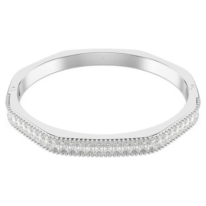 Matrix-armband met baguette-slijpsel, achthoekige vorm, wit, gerhodineerd Matrix-armband met baguette-slijpsel, achthoekige vorm, wit, gerhodineerd