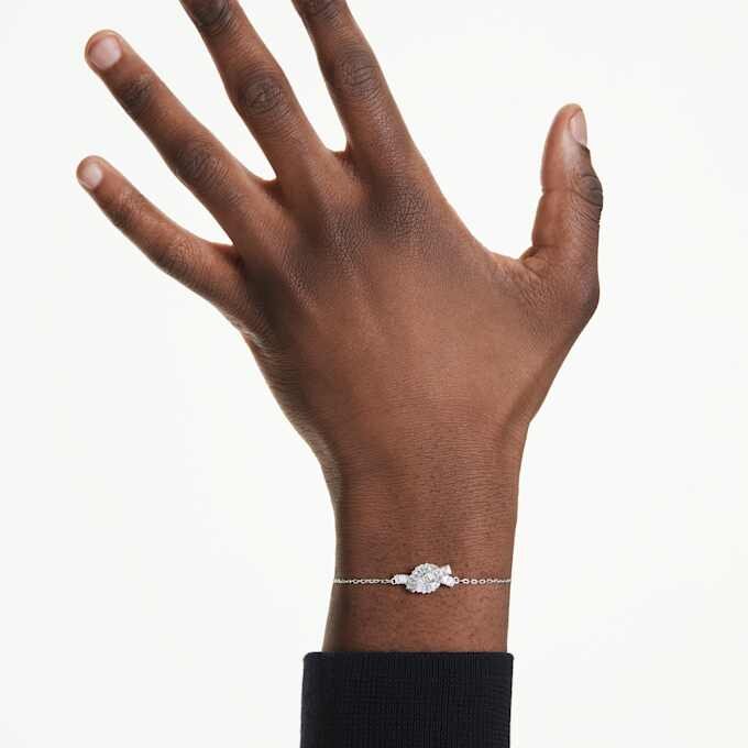 Matrix-armband met baguette-slijpsel, knoop, wit, gerhodineerd Matrix-armband met baguette-slijpsel, knoop, wit, gerhodineerd