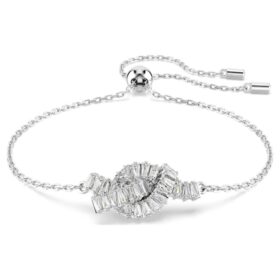 Matrix-armband met baguette-slijpsel, knoop, wit, gerhodineerd Matrix-armband met baguette-slijpsel, knoop, wit, gerhodineerd