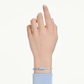 Matrix-armband met gemengde slijpvormen, blauw, gerhodineerd Matrix-armband met gemengde slijpvormen, blauw, gerhodineerd