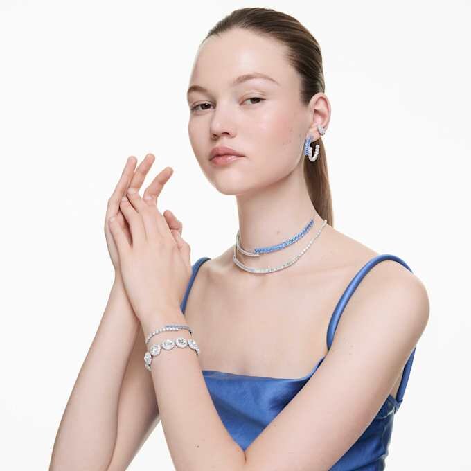 Matrix-armband met gemengde slijpvormen, blauw, gerhodineerd Matrix-armband met gemengde slijpvormen, blauw, gerhodineerd