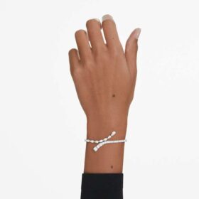 Matrix-armband met gemengde slijpvormen, wit, gerhodineerd Matrix-armband met gemengde slijpvormen, wit, gerhodineerd