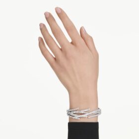 Matrix-armband met gemengde slijpvormen, wit, gerhodineerd Matrix-armband met gemengde slijpvormen, wit, gerhodineerd