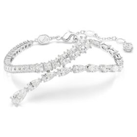 Matrix-armband met gemengde slijpvormen, wit, gerhodineerd Matrix-armband met gemengde slijpvormen, wit, gerhodineerd