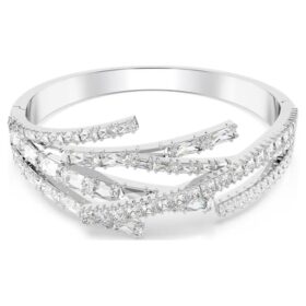 Matrix-armband met gemengde slijpvormen, wit, gerhodineerd Matrix-armband met gemengde slijpvormen, wit, gerhodineerd