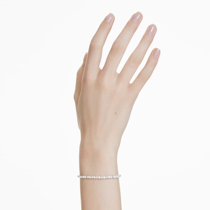 Matrix-armband met kristallen parel, ronde slijpvorm, wit, gerhodineerd Matrix-armband met kristallen parel, ronde slijpvorm, wit, gerhodineerd