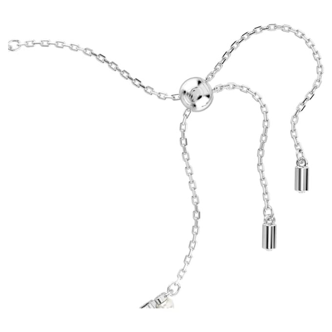 Matrix-armband met kristallen parel, ronde slijpvorm, wit, gerhodineerd Matrix-armband met kristallen parel, ronde slijpvorm, wit, gerhodineerd