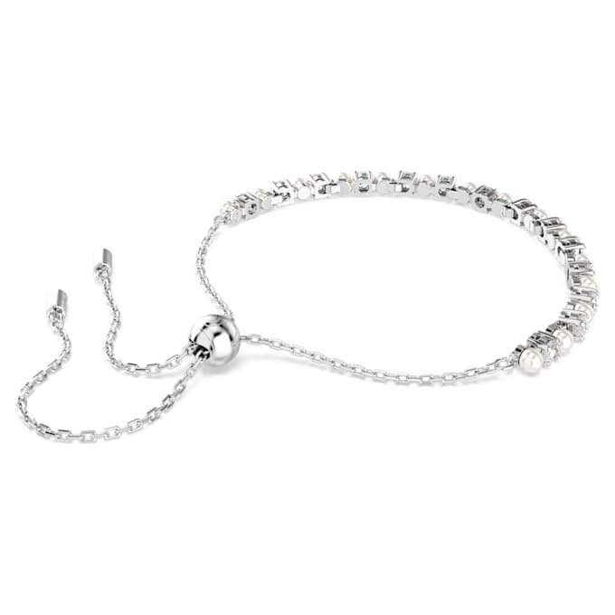 Matrix-armband met kristallen parel, ronde slijpvorm, wit, gerhodineerd Matrix-armband met kristallen parel, ronde slijpvorm, wit, gerhodineerd