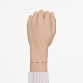 Matrix-armband met kristallen parels, ronde slijpvormen, wit, roségoudkleurig verguld Matrix-armband met kristallen parels, ronde slijpvormen, wit, roségoudkleurig verguld