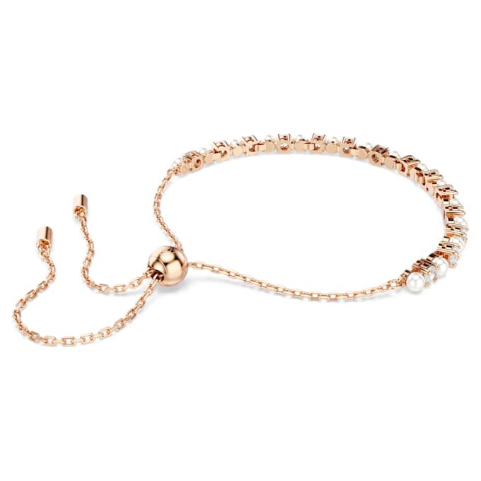Matrix-armband met kristallen parels, ronde slijpvormen, wit, roségoudkleurig verguld Matrix-armband met kristallen parels, ronde slijpvormen, wit, roségoudkleurig verguld