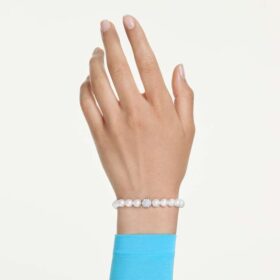 Matrix-armband met kristallen parels, wit, gerhodineerd Matrix-armband met kristallen parels, wit, gerhodineerd