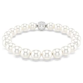 Matrix-armband met kristallen parels, wit, gerhodineerd Matrix-armband met kristallen parels, wit, gerhodineerd
