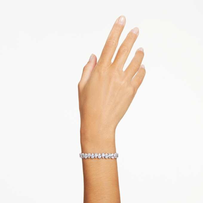 Matrix-armband met peervormige slijpvorm, wit, gerhodineerd Matrix-armband met peervormige slijpvorm, wit, gerhodineerd