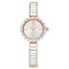 Matrix-armbandhorloge, Swiss Made, armband met kristallen, wit, roségoudkleurige afwerking